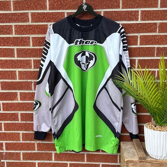 Vintage thor green and black thor mx racing motocross jersey - Picture 1 of 7